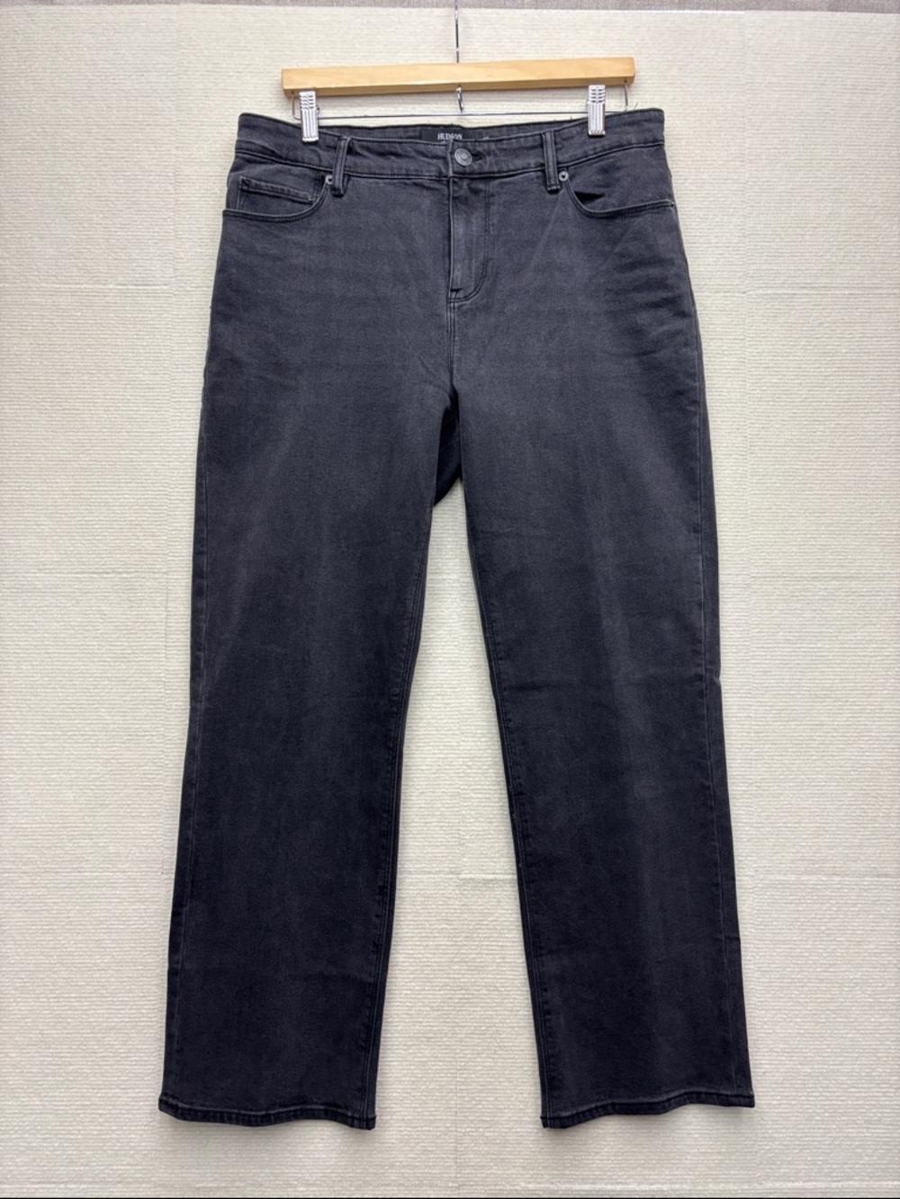 Hudson Jeans Womens 12 Black Straight Leg Mid Rise Denim Jeans Bu14